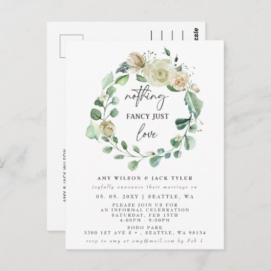 Niets Fancy gewoon Liefde Weddenschap Aankondiging Briefkaart (Voorkant / Achterkant)