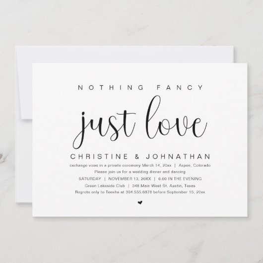 Niets Fancy, gewoon liefde, weddenschap-elopement- Kaart (Voorkant)