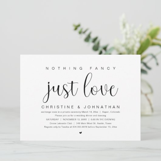 Niets Fancy, gewoon liefde, weddenschap-elopement- Kaart (Staand voorkant)