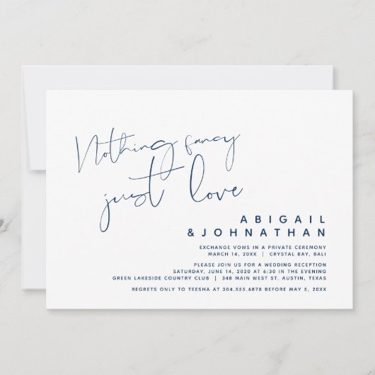 Niets Fancy, gewoon liefde, weddenschap, Invita Kaart (Voorkant)