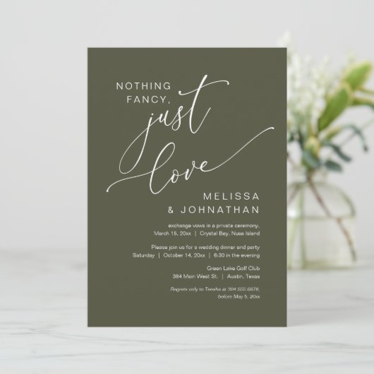 Niets Fancy, gewoon liefde, weddenschap Kaart (Staand voorkant)