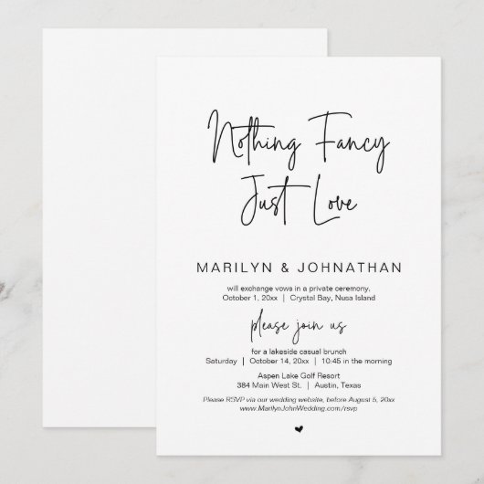 Niets Fancy, gewoon liefde, weddenschap Kaart (Voorkant / Achterkant)