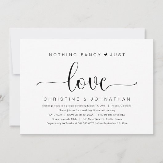 Niets Fancy, gewoon liefde, weddenschap Kaart (Voorkant)