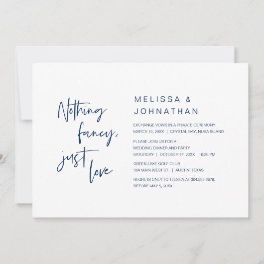 Niets Fancy, gewoon liefde, weddenschap Kaart (Voorkant)