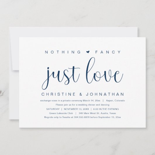 Niets Fancy, gewoon liefde, weddenschap Kaart (Voorkant)