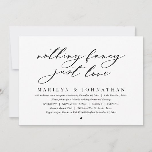 Niets Fancy, gewoon liefde, weddenschap Kaart (Voorkant)
