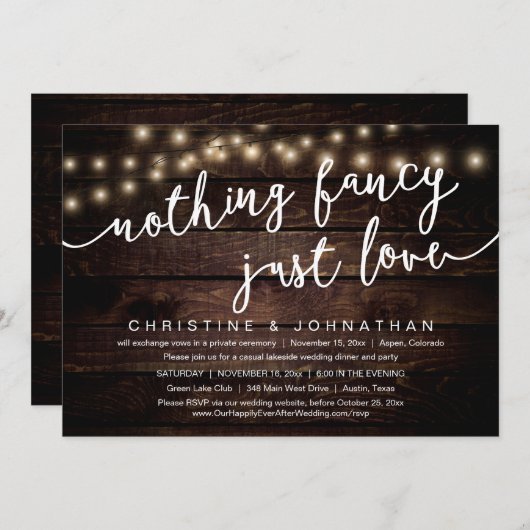 Niets Fancy, gewoon liefde, weddenschap Kaart (Voorkant / Achterkant)