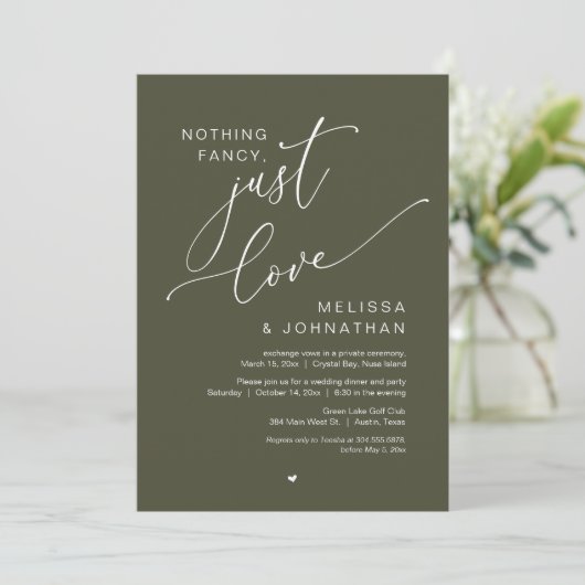 Niets Fancy, gewoon liefde, weddenschap Kaart (Staand voorkant)