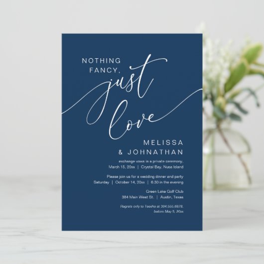 Niets Fancy, gewoon liefde, weddenschap Kaart (Staand voorkant)