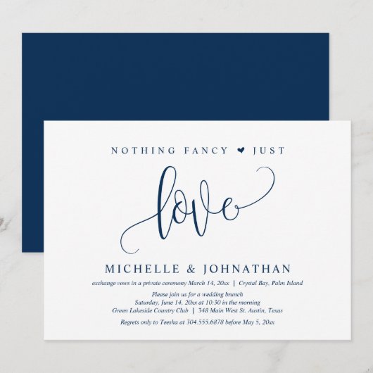 Niets Fancy, gewoon liefde, weddenschap Kaart (Voorkant / Achterkant)