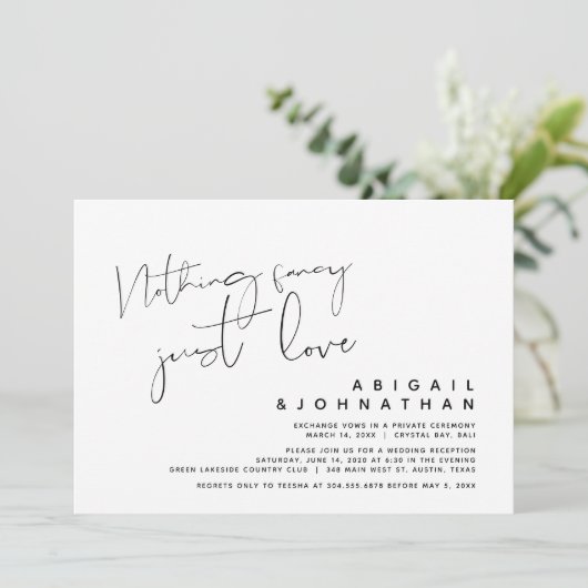 Niets Fancy, gewoon liefde, weddenschap Kaart (Staand voorkant)