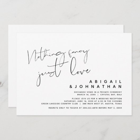 Niets Fancy, gewoon liefde, weddenschap Kaart (Voorkant / Achterkant)