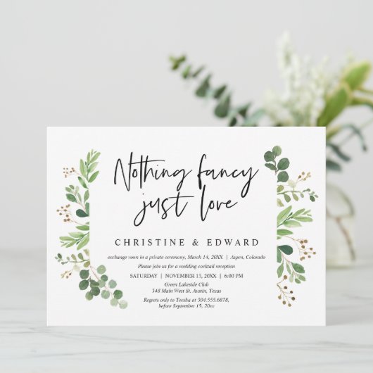 Niets Fancy, gewoon liefde, weddenschap Kaart (Staand voorkant)