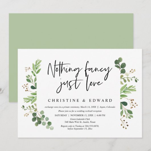 Niets Fancy, gewoon liefde, weddenschap Kaart (Voorkant / Achterkant)