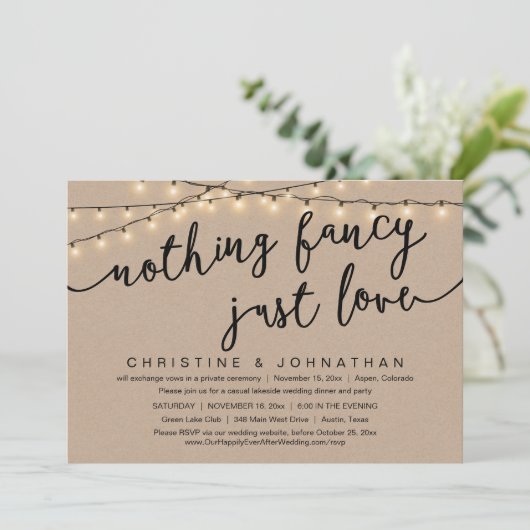 Niets Fancy, gewoon liefde, weddenschap Kaart (Staand voorkant)