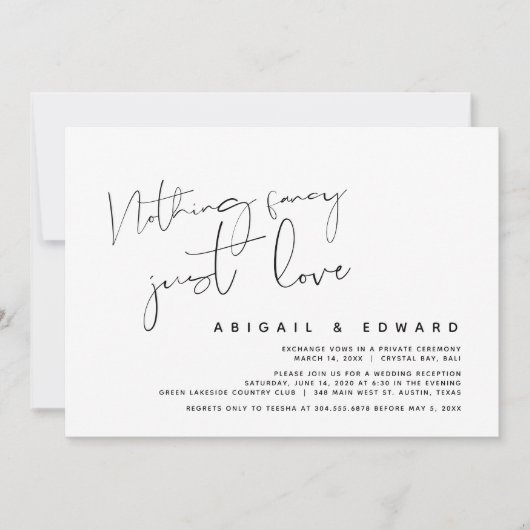 Niets Fancy, gewoon liefde, weddenschap Kaart (Voorkant)
