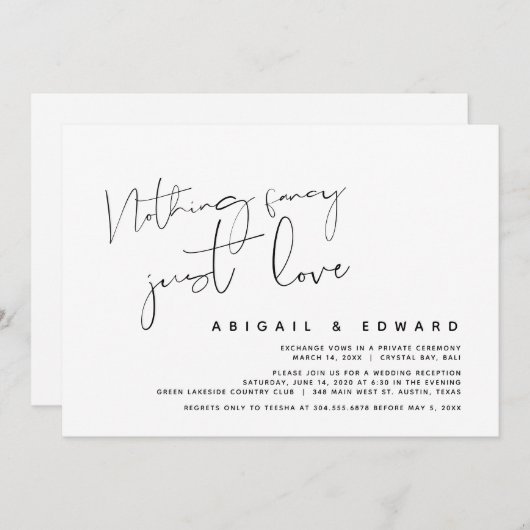 Niets Fancy, gewoon liefde, weddenschap Kaart (Voorkant / Achterkant)