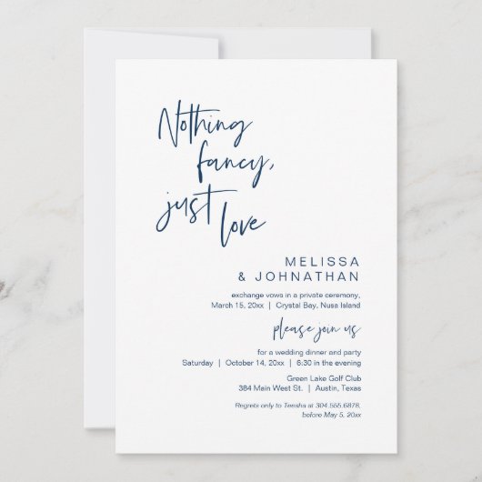 Niets Fancy, gewoon liefde, weddenschap Kaart (Voorkant)