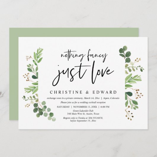 Niets Fancy, gewoon liefde, weddenschap Kaart (Voorkant / Achterkant)