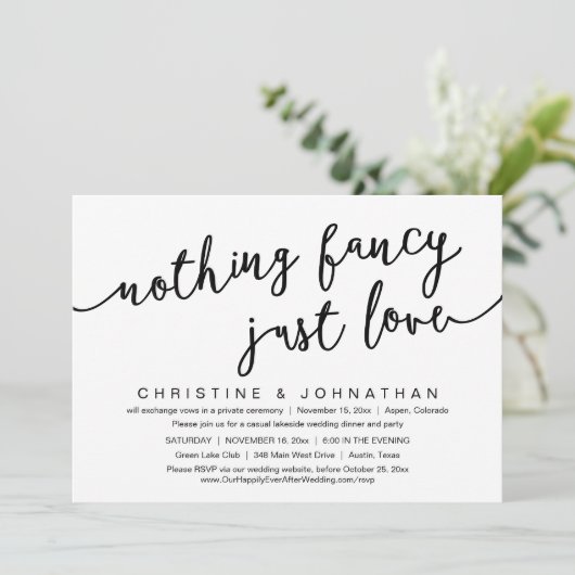 Niets Fancy, gewoon liefde, weddenschap Kaart (Staand voorkant)
