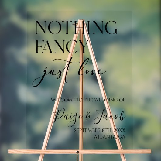 Niets Fancy gewoon Liefde Weddenschap Welkom Acryl Bord (Neutraal)