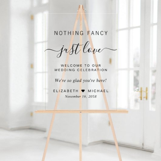 Niets Fancy gewoon Liefde Weddenschap Welkom Acryl Bord