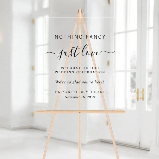 Niets Fancy gewoon Liefde Weddenschap Welkom Acryl Bord