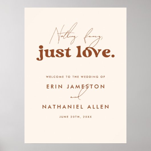 Niets Fancy gewoon Liefde Weddenschap Welkomstteke Poster (Voorkant)