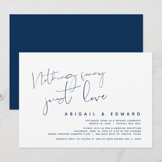 Niets Fancy, gewoon liefde, weddenschappen, marine Kaart (Voorkant / Achterkant)