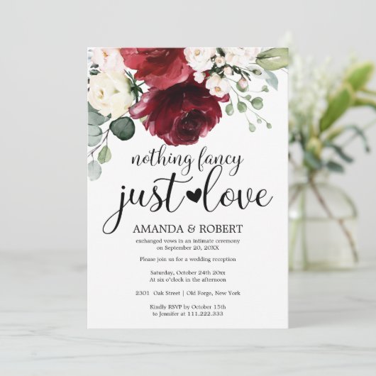 Niets Fancy gewoon Liefde Wedding Invitaties Save The Date (Staand voorkant)