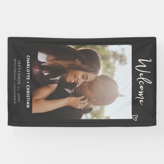 Niets Fancy Gewoon Liefde Welkom Bruiloft Spandoek (Horizontaal)