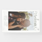 Niets Fancy Gewoon Liefde Welkom Bruiloft Spandoek (Horizontaal)