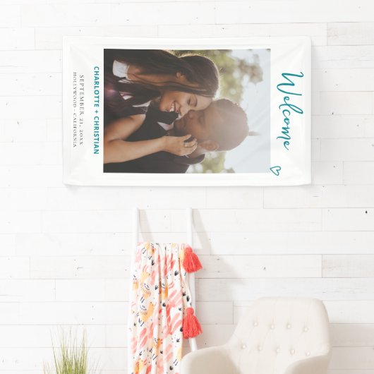 Niets Fancy Gewoon Liefde Welkom Bruiloft Spandoek (Insitu)