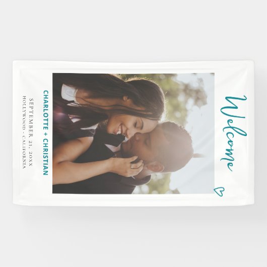 Niets Fancy Gewoon Liefde Welkom Bruiloft Spandoek (Horizontaal)