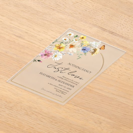 Niets Fancy gewoon liefde | Wildflower foto bruilo Acryl Uitnodigingen (Laagn)