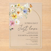 Niets Fancy gewoon liefde | Wildflower foto bruilo Acryl Uitnodigingen (Voorkant)