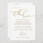 Niets Fancy Gewoon Liefde Wit & Goud RSVP QR Code Kaart (Voorkant / Achterkant)