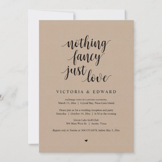 Niets Fancy, gewoon liefde, zwart, opbergpartij Kaart (Voorkant)