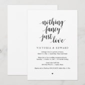 Niets fancy gewoon liefde, Zwart, Trouwfeest Kaart (Voorkant / Achterkant)