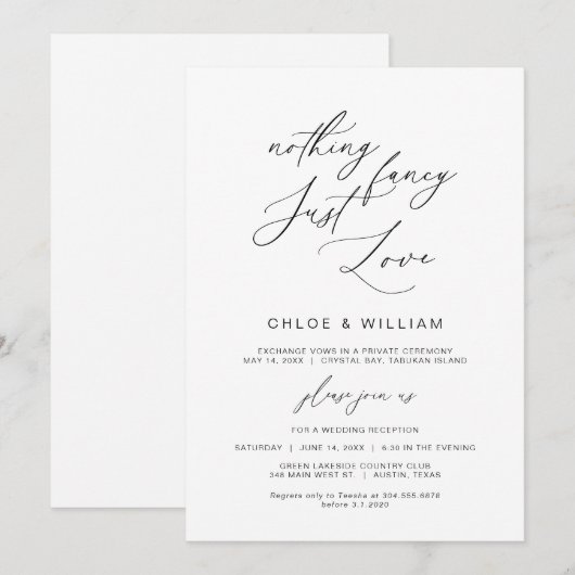 Niets Fancy gewoon liefde, zwart, weddenschap Kaart (Voorkant / Achterkant)