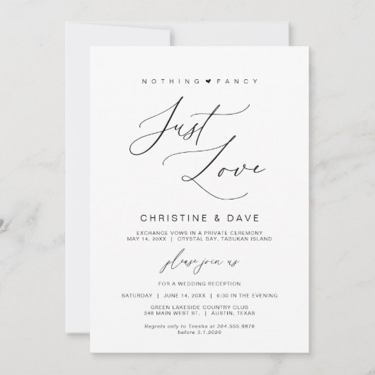 Niets Fancy gewoon liefde, zwart, weddenschap Kaart (Voorkant)