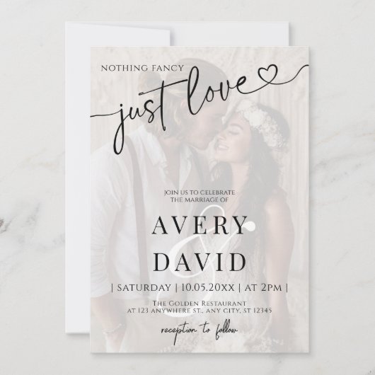 Niets Fancy gewoon liefdesbruiloft foto Kaart (Voorkant)