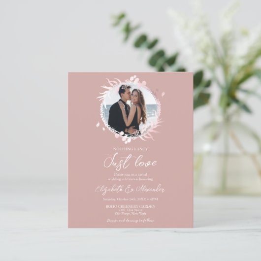 Niets Fancy gewoon liefdesbudget huwelijksuitnodig (Staand voorkant)