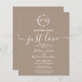 Niets Fancy gewoon liefdesbudget huwelijksuitnodig (Voorkant / Achterkant)