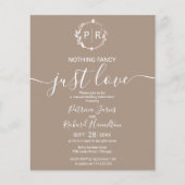 Niets Fancy gewoon liefdesbudget huwelijksuitnodig (Voorkant)