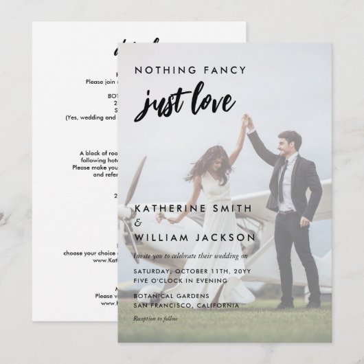 Niets Fancy gewoon liefdesfoto's in één bruiloft Kaart (Voorkant / Achterkant)