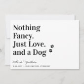 Niets Fancy, gewoon liefdeshondenweddenschap, besp Save The Date (Voorkant)