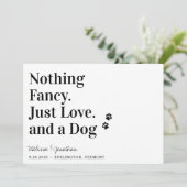 Niets Fancy, gewoon liefdeshondenweddenschap, besp Save The Date (Staand voorkant)