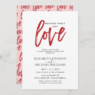 Niets Fancy gewoon liefdesroze en rood Casual huwe Kaart