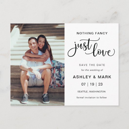 Niets Fancy, gewoon liefdesweddenschap Foto bespaa Briefkaart (Voorkant)